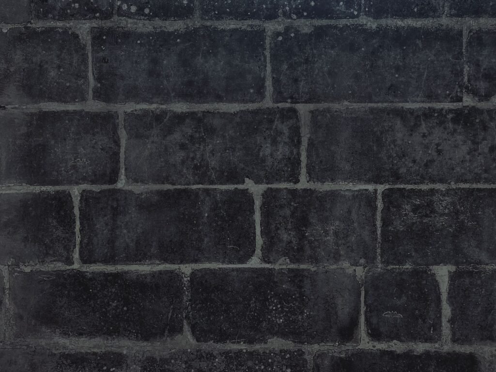 Close-up image of a dark black brick wall showcasing texture and detail.